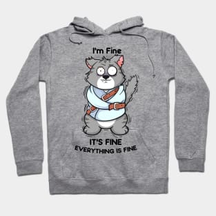 Purrfectly Content: The 'I'm Fine' Cat Design Hoodie